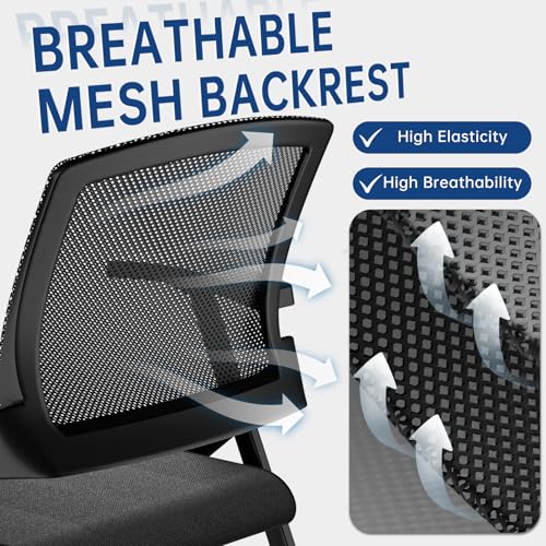 Folding Office Chair with Wheels & Cushion, Stackable Chair with Breathable Mesh Back for Conference Guest Reception, Seminar Training Classroom - color: Folding Chair With Wheels