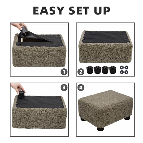 CAROLMADE Small Foot Stool Ottoman Footstool with Legs Under Desk Footrest for Living Room Bedroom and Office, Soft Coffee - color: Soft Coffee, size: 11"d X 15.4"w X 8.3"h