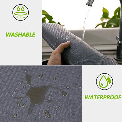 Kitchen Shelf Liner Drawer Liner, 17.5"W x 196.8"L Non Adhesive Cabinet Mat | EVA Material, Waterproof, Washable, Easy to Cut, Grey Drawer Liners, Kitchen Cabinets Cupboard liner Pantry Refrigerator Mat - color: Diagonal Pattern Gray, size: 17.5"W x 196.8