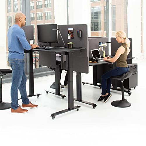 Stand Up Desk Store ReFocus Clamp-on Acoustic Desk Divider Privacy Panel that Reduces Noise and Visual Distractions (Ash Gray, 59" x 23.6") - color: Ash Gray, size: 60" X 24"