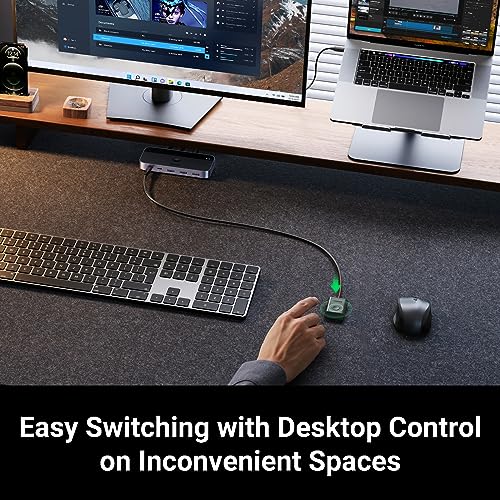 UGREEN USB 3.0 Switch 2 Computers Sharing USB C & A Devices, 4 Port USB Switcher Sharing Keyboard and Mouse, Printer/Scanner USB Switch Hub for Two Computers with 2 USB3.0 Cables and Controller - color: Black