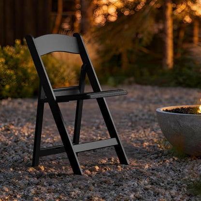 Nazhura Garden and Patio Folding Chair for Events and Wedding, Lightweight with Padded Seat, Water-Proof, Double Braced Frame, Non-Slip Feet, 350LB Capacity - color: Black