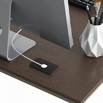 SHW Mission 55 x 60 L-Shape Home Office Computer Desk, Espresso - color: Espresso, size: 55-Inch L-Shaped