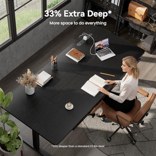 HLDIRECT 71" Electric Standing Desk with Power Outlets & 2 Drawers, Black | 31.5" Extra Wide Desktop Up to 176lb, 28"–46" Height Range & 3 Memory Presets, Integrated Cable Management, Quick Assembly - color: Black, size: 71 inch