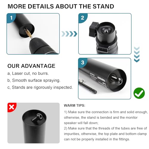 Vondynote Set of 2 Desktop Clamp Speaker Stands Short Studio Monitor Stands