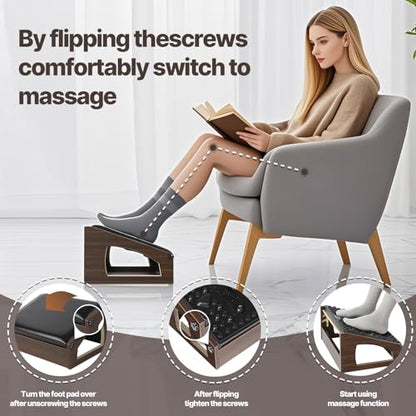 Ergonomic Foot Rest Under Desk,4 Adjustable Height Foot Stool ﻿ - color: Espresso02