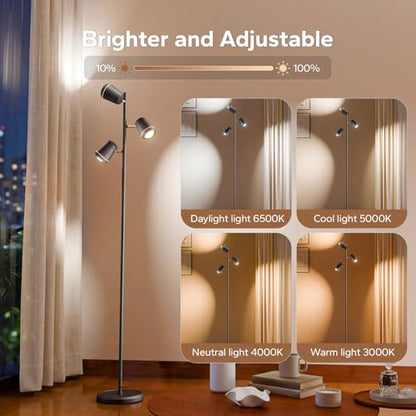 SIBRILLE 36W LED Tree Floor Lamp with Remote for Living Room Bedroom - color: Deep Black