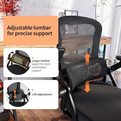 Ergonomic Office Chair - 350LB Comfy Desk Chairs with Adjustable Lumbar Back Support, Mesh Computer Chairs with Wheels and Arms for Home Office, Study - color: 04black