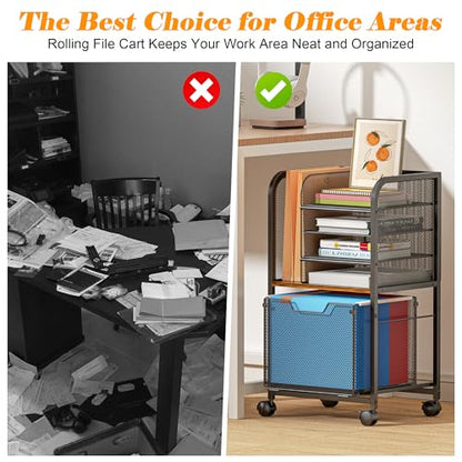 Feyejade 5-Tier Rolling File Cart Cabinet Under Desk Storage Organizer - size: 5-Tier