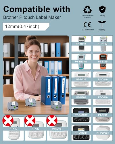 TITBIT 3 Pack TZ Label Maker Tape 12mm 0.47” Black/Red/Blue Font on White | Compatible with Brother P Touch Tape Laminated TZe-231 for P Touch Label Maker PTD210 PTH110 PTD600 PTP300BT - color: Black/Red/Blue on White, size: 12mm(0.47 inch) x 8m(26.2 feet