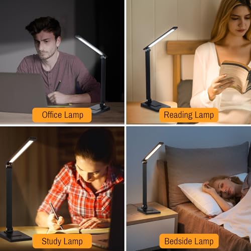 Rechargeable LED Desk Lamp, 800LM 2600mAh Reading Table Lamp - color: Black