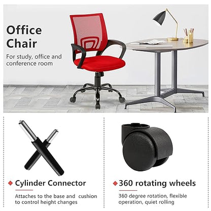 PayLessHere Office Computer Chair Ergonomic Cheap Desk Chair Adjustable Comfortable Mid Back Task Rolling Swivel with Lumbar Support for Home Office Desk, Red - color: Red, style: pack of 1