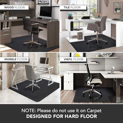 Office Chair Mat for Hardwood Floor: 63" x 51" Extra Large Desk Chair Mat | Black Anti-Slip Rubber Floor Mat for Gaming Rolling Chair, Heavy Duty Sturdy Floor Protector Mat Under L Computer Desk - size: 63" x 51"