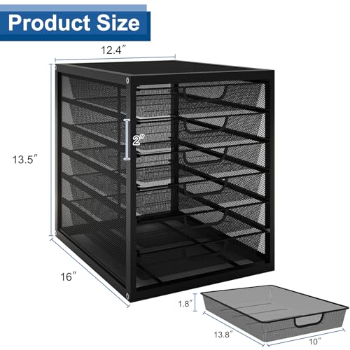 Natwind Mesh Desk Organizer with 6 Tier Sliding Drawers,Black | Paper Sorter, Multi-Functional Home Office Supplies Storage Tray for Letters, Documents,Mail, Files, Arts & Crafts Supplies - size: 6 drawers