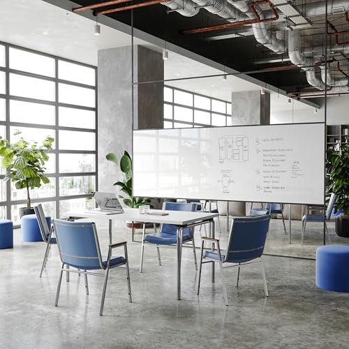 Flash Furniture Hercules Vinyl Stack Chair with Arms, Navy - color: Navy Vinyl, size: Set of 1
