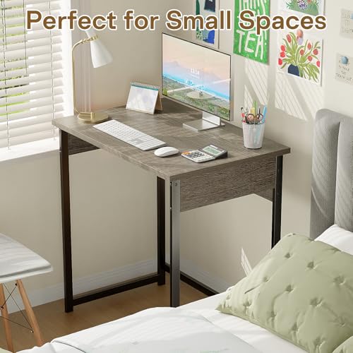 ALISENED Home Office Desks, 30 Inch Small Computer Desk, Home Office Desk, Compact Study Desks for Small Spaces, Easy to Assemble, Gray - color: Grey, size: W-30in