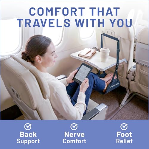 BASIC CONCEPTS Airplane Foot Hammock for Plane Travel Essentials - Airplane Travel Essentials, Long Flight Foot Rest - Plane Gadgets