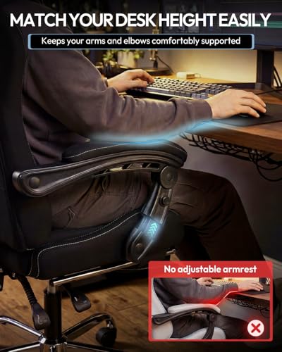 Dowinx Ergonomic Gaming Chair with Footrest & Massage Lumbar, 2D-Linkage Armrests for Computer Chair 330lbs with Headrest Pillow for Office, Home, Streaming and Long Gaming Sessions, Fabric Black - color: Pitch Black