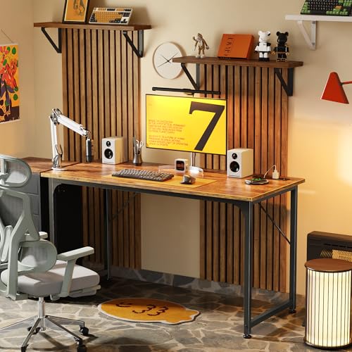 PRAISUN 47 X 20 Inch Computer Desk, Power Outlets, USB-C, Rustic Brown - color: Rustic Brown, size: 48inch
