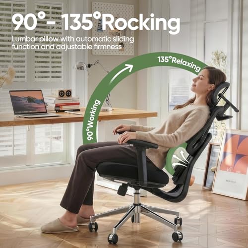 Ergonomic Mesh Office Chair, Desk Chairs with Adjustable Lumbar Support, 4D Flip-up Arms & 3D Headrest, Comfy High Back Breathable Mesh Computer Chair for Home Office, 400lbs (Black) - color: Black