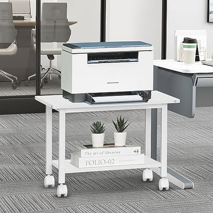 Lerliuo Under Desk Printer Stand, 2-Tier Industrial Rolling Printer Table - color: White, size: 2-Tier