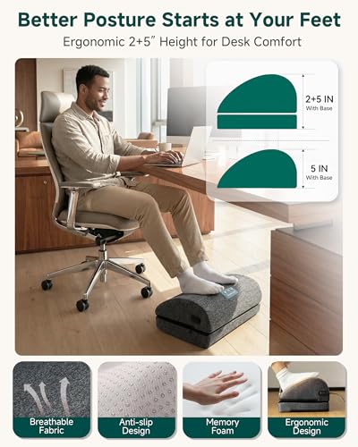 Snailax Heated Foot Rest for Under Desk at Work, Foot Stool with Vibration Massage, 3 Heat Levels, Ergonomic Memory Foam Feet Warmer Heater - color: B.black