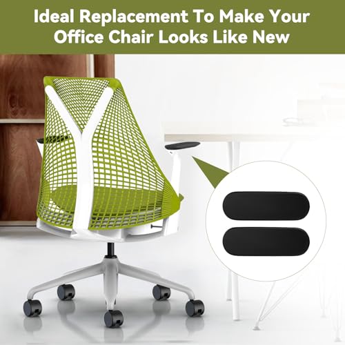 Armrest Pads Caps Replacement Compatible with Herman Miller Sayl Office Chair Fixed and Height Adjustable, Black Vinyl (1-Pair) - color: Black