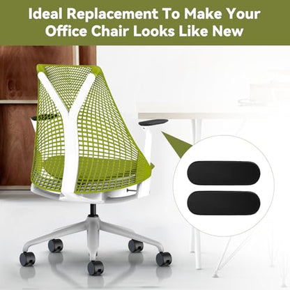 Armrest Pads Caps Replacement Compatible with Herman Miller Sayl Office Chair Fixed and Height Adjustable, Black Vinyl (1-Pair) - color: Black
