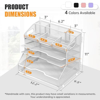 YINGHUA 5-Tier Mesh Desk Organizer, Letter Tray - White - color: 5 Tier-white