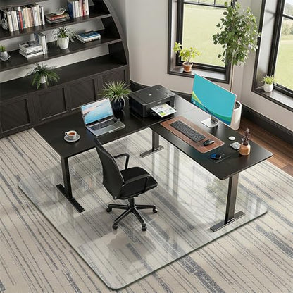 45" x 45" Glass Chair Mat for Carpet, 0.2" Thick Office Chair Mat | Heavy-Duty Tempered Glass With Crystal Clear Surface, Polished Rounded Edges Resists Scratches And Cracks For Smooth Rolling - size: 45" x 45"