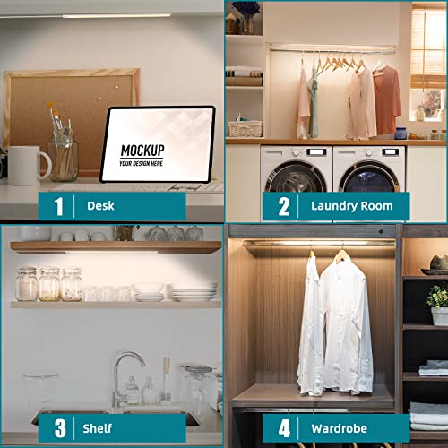 LED Under Cabinet Lighting, 2pcs x 12 Inch Dimmable, USB Plug-in Under Counter Lights with Memory Function, Natural White 4000K - color: Natural White, size: 2*12 Inch
