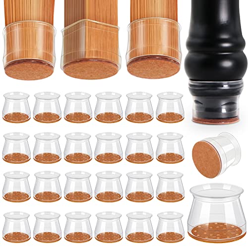 24Pcs Chair Leg Floor Protectors, Felt Furniture Caps for Hardwood Floors - color: Clear-24, size: Round-S