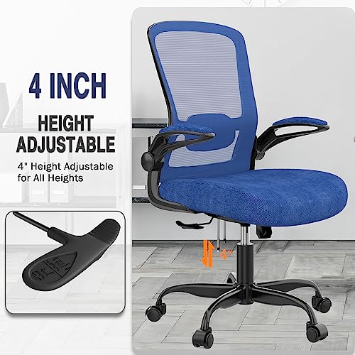 Ergonomic Office Chair w/Adjustable Lumbar, Flip Armrest, 135° Recline - color: Royal Blue