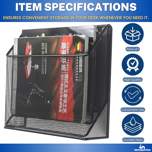 1InTheOffice 3 Tiers File Folder Organizer, Desk Sorter, Black Mesh Organizer
