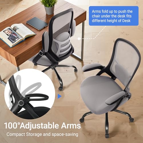 HYLONE Office Chair Big and Tall 400lbs Desk Chair | 5" Thickened Seat, Breathable Mesh Backrest, Ergonomic Lumbar Support, Home and Office - color: Black Frame & Grey