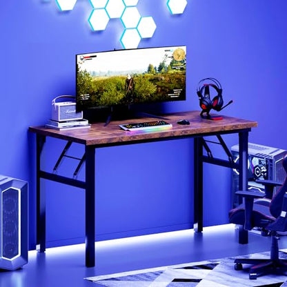 DlandHome 47 Inch Folding Computer Desk, Fully Assembled, Retro - color: Retro, size: 47 Inches