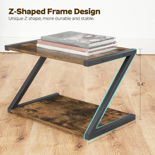 YATINEY Desktop Printer Stand, 2-Tier Printer Table with Storage Shelf, Under Desk Printer Stand for Office, Open Organizer Shelf, Easy Assembly, Rustic Brown PS02BR