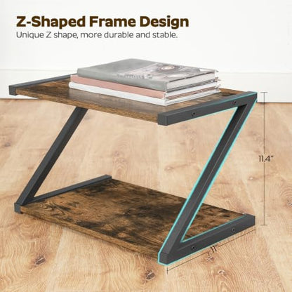 YATINEY Desktop Printer Stand, 2-Tier Printer Table with Storage Shelf, Under Desk Printer Stand for Office, Open Organizer Shelf, Easy Assembly, Rustic Brown PS02BR