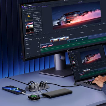 USB C Hub,10Gbps USB Splitter with 4*USB-A and 3*USB-C Ports - color: Gery