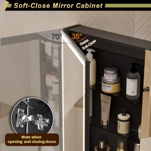 30*28 inch Two-door Aluminum LED Lighted Bathroom Medicine Mirror Cabinet | Light Adjustable, Sockets & USBs inside, Anti-Fog, Easy to Install - color: 30*28 Two-door