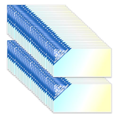LED Flat Panel Light LED Drop Ceiling Light Fixture, 5 CCT 3000K-6500K Adjustable & 5 Wattage Selectable Recessed Back-Lit Fixture for Office, ETL Listed(60Pack 2x4) - size: 2X4 60Pack
