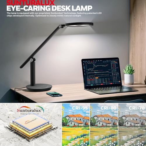 Honeywell H6 Desk Lamp for Home Office, Dimmable Reading Table Light, Black - color: Black