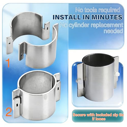 Office Chair Sinking Stopper Lifting Rod Fix Pipe Clamp Kit to Sinking|Made of Steel Strong Enough to Support Maximum 760 Pounds | No More Sink & No Need to Replace Chair Gas Lift Cylinder - Silver