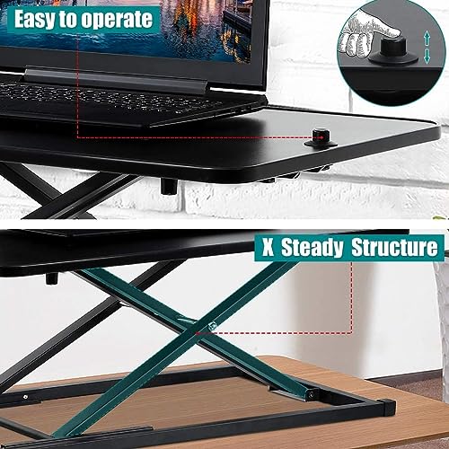 PayLessHere 29" Standing Desk Converter Height Adjustable Desk Riser | Computer Workstation Standard Office Stand Up Desktop Gas Lift Sit-Stand Large Working Area Platform Riser - size: 29 In