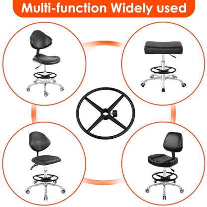 18" Foot Rest Ring for Drafting Stool & Office Chair, Chrome Steel - color: Black, size: 18''