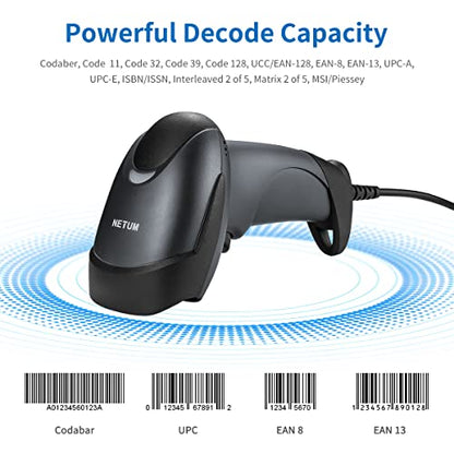 NETUM USB Laser Barcode Scanner, Handheld 1D Wired Bar Code Scanner | Scanning UPC EAN Reader Gun Retails for Supermarket, Convenience Store, Warehouse - NT-M1 - size: 1D -M1