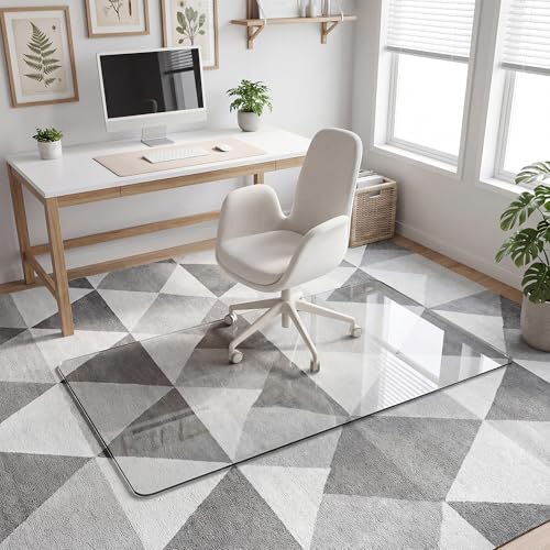 Office Chair Mat for Carpet & Hardwood, Upgraded 30" x 55" Dual Use Tempered Glass Chair Mat for Chair and Footrest Under Desk - size: 30"x55"