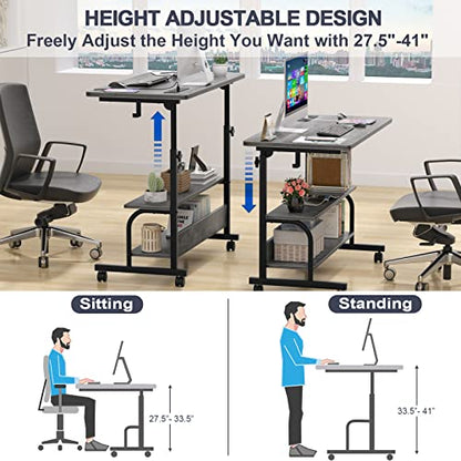 Armocity 32" Rolling Standing Desk with Charging Station for Couch Bed - color: Grey Oak, size: 32''