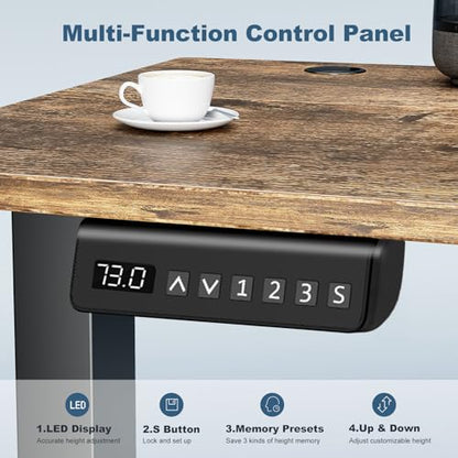 DUMOS 55 Inch Electric Standing Desk, Memory Adjustable Home Office Desk - color: Rustic, size: 55-Inch