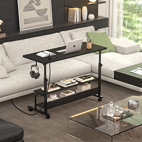 Armocity 39" Rolling Standing Desk with Charging Station for Couch Bed - color: Black, size: 39''